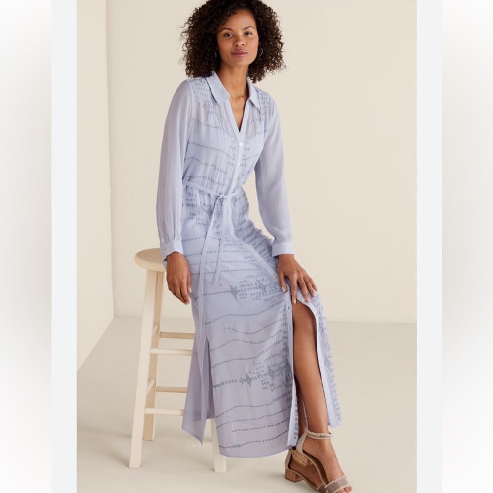 Soft Surroundings Mallorca embroidered sheer maxi dress size S NWT